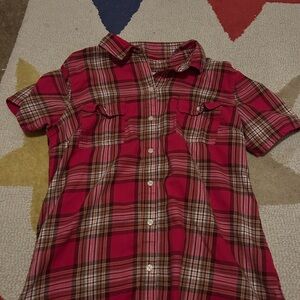 Old Navy Red Plaid Kids Button Down Shirt